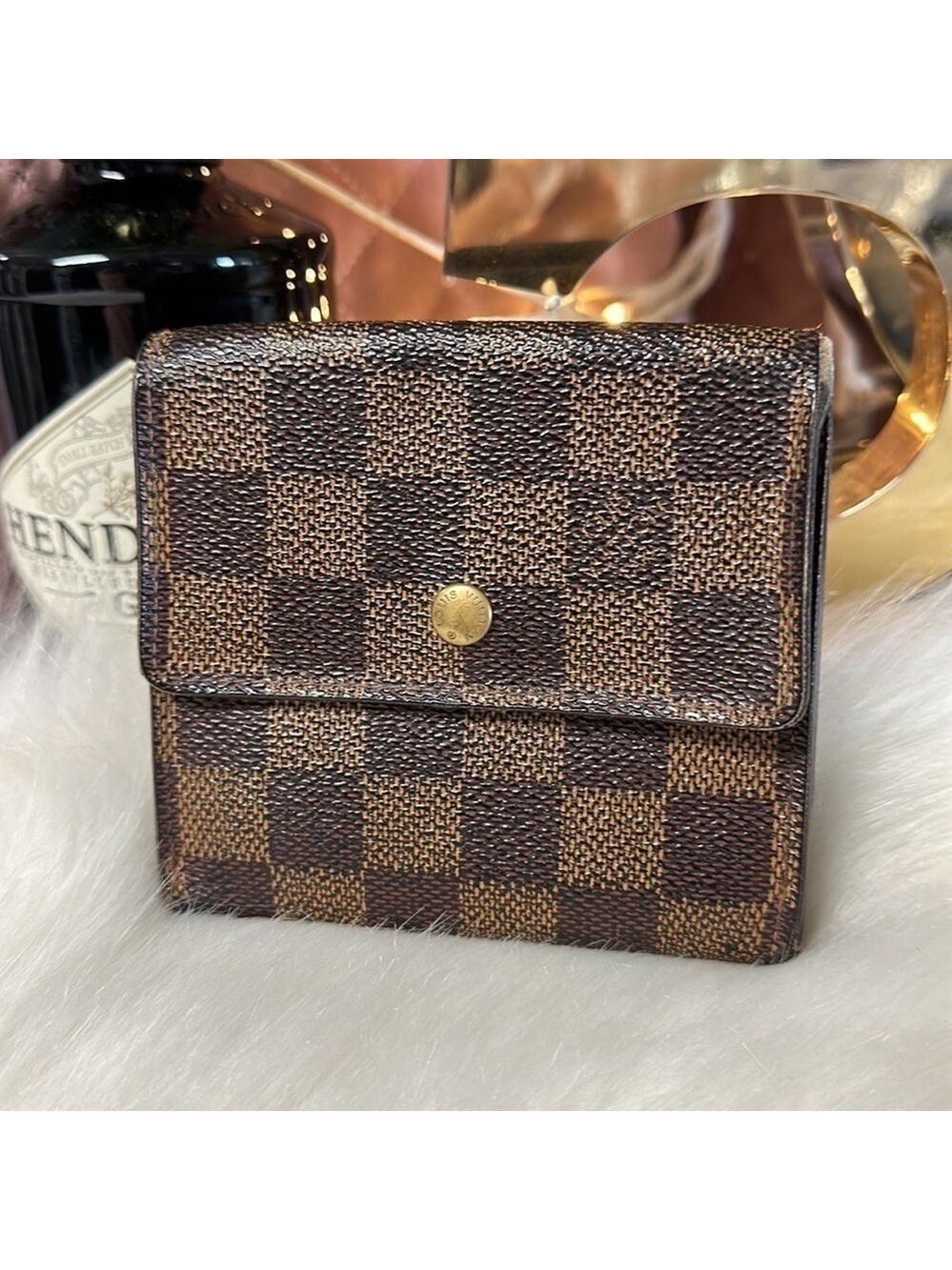 AUTHENTIC LOUIS VUITTON DAMIER PORTEFEIULLE ELISE TRIFOLD WALLET - Picture 3 of 12